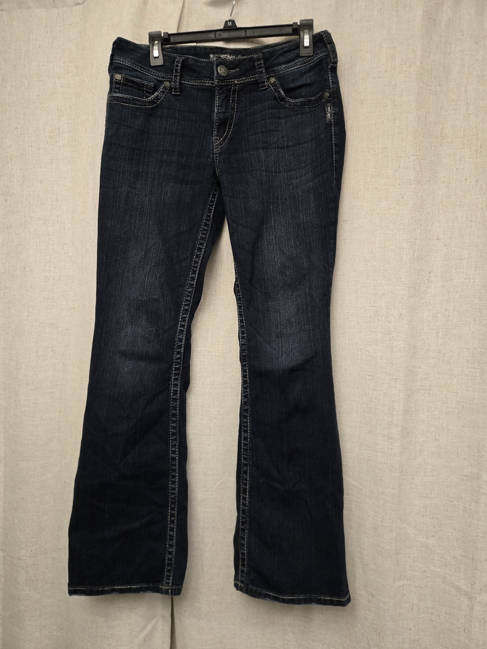 Silver Jeans Suki Surplus Bootcut Jeans Women's W30 L32 Dark Wash Flap Pockets